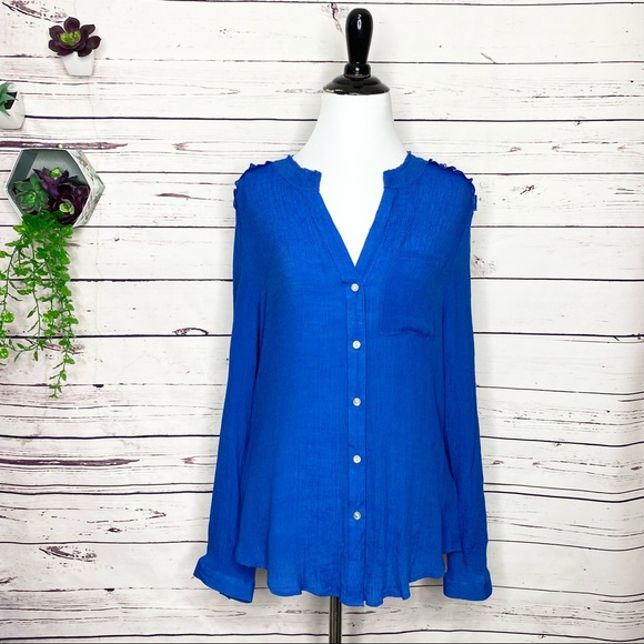 Zac & Rachel Blue Lightweight Button Up Shirt Size Large - Picture 5 of 10